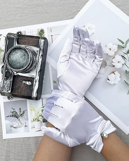 Satin Wedding Dress for Women Opera Party 1920s Gloves Wrist Length Gloves