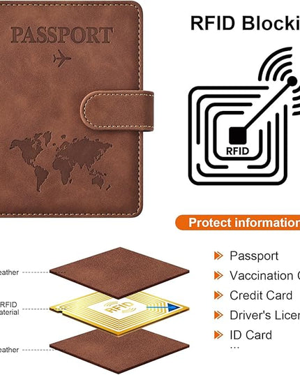 Eoehro Passport Holder for Travel Essentials, Passport Wallet Cover Case for Travel Must Haves Accessories,Passport Book Holders for Women and Men(brown)