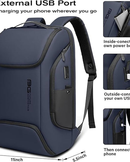 BANGE Business Laptop Smart backpack Can Hold 15.6 Inch Laptop Commute Backpack Carry on bag for men and women (Blue)