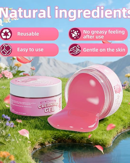 ColorCoral 2 Pack Car Cleaning Gel Reusable Auto Slime Cleaner,Rose Scent Dust Cleaning Gel Keyboard Slime for Car Interior Air Vent Cleaner, Auto Detailing kit Tools Accessories,Gifts for Men Women