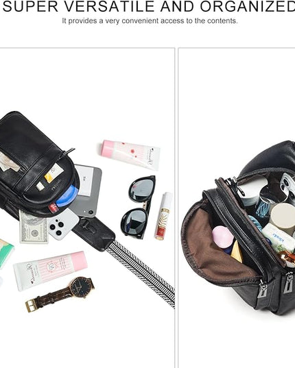 7L Sling Bag For Women Men Backpack Fanny Pack Crossbody Chest Travel Shoulder Belt Bags Purse Handbag PU Leather