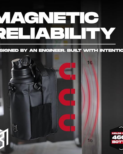 Magnetic Gym Bag for Men and Women – Sling Bottle with Magnetic Attachment | Water Bottle Holder, Gym Pouch, Crossbody Bag for Travel, Sports, Work, Fitness