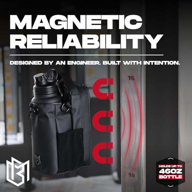 Magnetic Gym Bag for Men and Women – Sling Bottle with Magnetic Attachment | Water Bottle Holder, Gym Pouch, Crossbody Bag for Travel, Sports, Work, Fitness