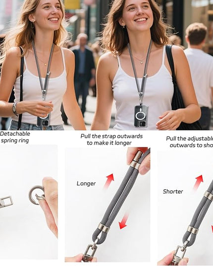 3-in-1 Adjustable Phone Lanyard Crossbody Cell Phone Neck Strap Universal Mobile Wrist Lanyard