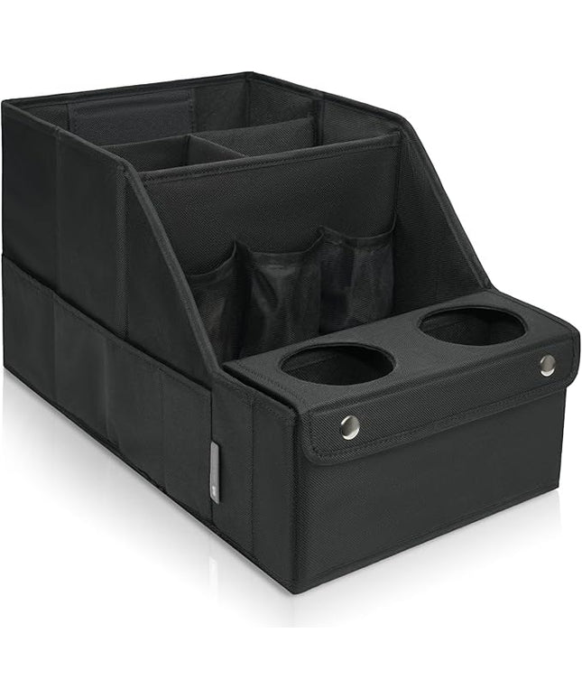 MULISOFT Car Seat Organizer- Backseat Car Organizer with 11 Storages Compartments and 2 Cup Holders, Organizers and Storage, Front Seat for Travel Kids,Black