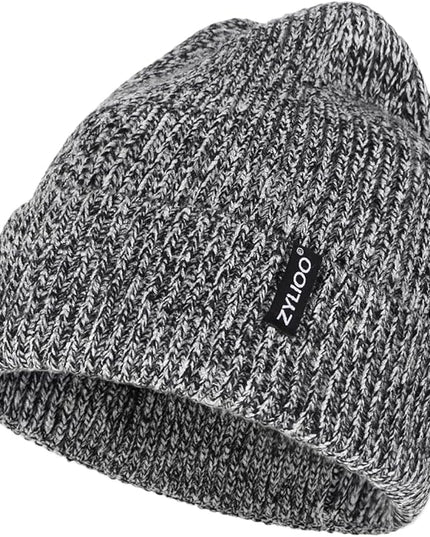 Zylioo Oversize Beanie Hats, XXL Big Size Ribbed Knit Cuffed Winter Hat for Cold Weather, Warm Skull Watch Cap