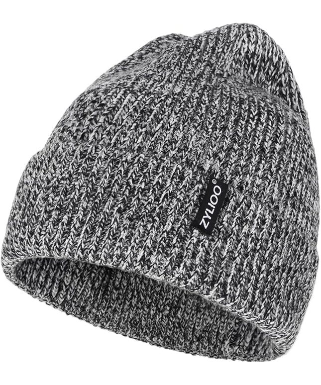 Zylioo Oversize Beanie Hats, XXL Big Size Ribbed Knit Cuffed Winter Hat for Cold Weather, Warm Skull Watch Cap
