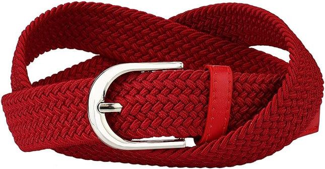 Falari Men Women Multicolored Elastic Stretch Braided Belt Canvas Fabric Woven No Holes Belt