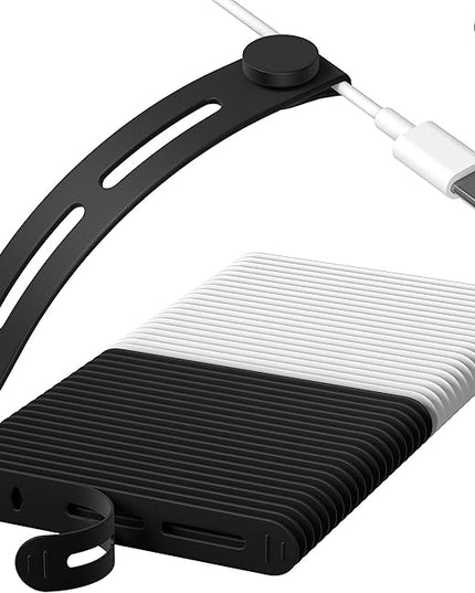 40Pcs Nearockle Reusable Cable Ties, Adjustable Silicone Cord Organizer Small Zip Ties for Charging Cords Earphone Computer Wire, Office Desk Cable Management Travel Accessories(White&Black)