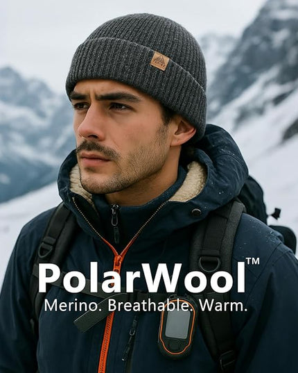 TOP-EX PolarWool™ 100% Merino Wool Fisherman Beanie Hat | Soft Single Layer Warm Short Sailor Trawler Cap for Men Women