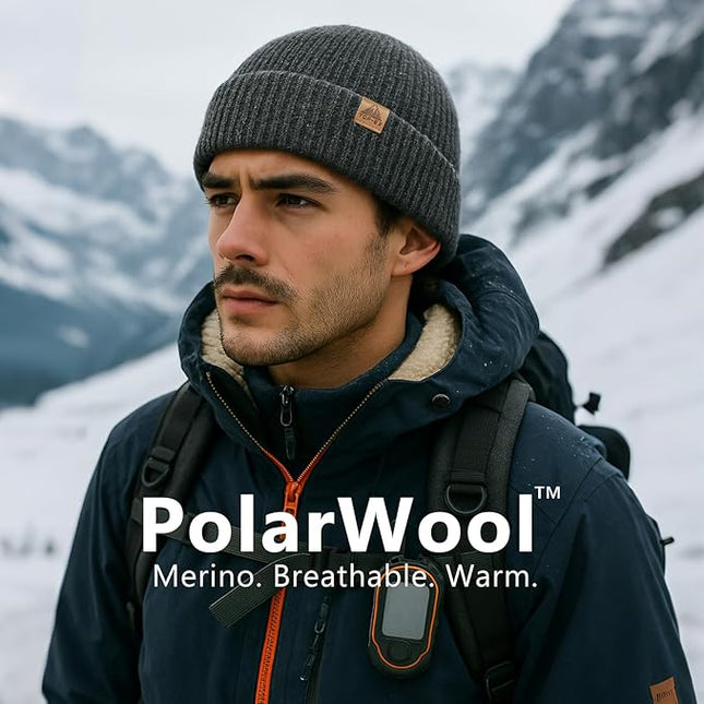 TOP-EX PolarWool™ 100% Merino Wool Fisherman Beanie Hat | Soft Single Layer Warm Short Sailor Trawler Cap for Men Women