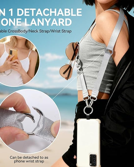 Phone Lanyard Crossbody Detchable Phone Strap 3 in 1 Adjustable Anti Theft Universal Cell Phone Lanyard for Men & Women, ID Holder, Phone Accessories Travel Essentials, Grey