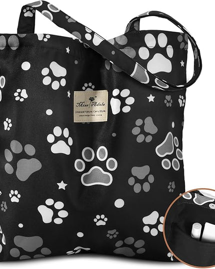 Aesthetic Cotton Tote Bag for Women - Reusable Shoulder Bag with Buckle Fabric Bag for Gym, Travel, Work