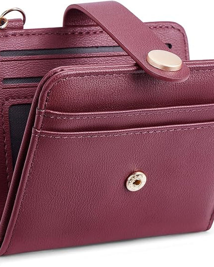 POIUGOYA Slim Wallet for Women,RFID Blocking Bifold Credit Card Holder with Zipper Coin Pocket,ID Window,Keychain