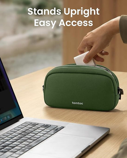 tomtoc Electronics Organizer Travel Case, Water Resistant Travel Bag Cable Organizer for Essentials, Tech Pouch Accessories Carry Storage for Cord, Phone, Cables, Airpods, USB Flash Drive, Daily Items