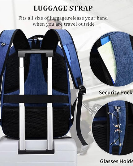 DUALSNG Travel Work Laptop Backpack With USB Charging Port Fits 15.6 15 14 13 Inch Laptop and Notebook Business Anti Theft College Computer Bag Back Pack for Women Men - Navy Blue