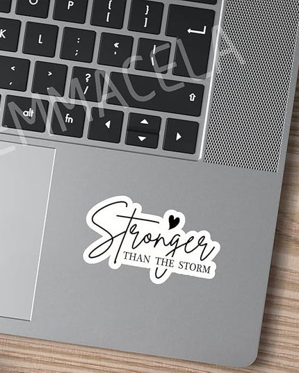 (3PCS) Stronger Than The Storm Sticker, Inspirational Stickers - Motivational Vinyl Decal for Laptop, Tumbler, Water Bottle, Scrapbook Size 3" x 1.8 "