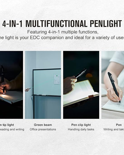 OLIGHT O'Pen Glow EDC Pen Light, 120 Lumens with Green Beam, Rechargeable LED Flashlight for Outdoor Uses, Writing, Adventure, Professional Business Gift(Black)