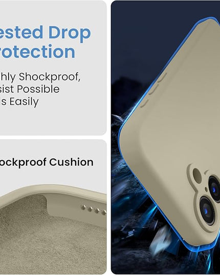 FireNova Designed for iPhone 16 Plus Case, Silicone Upgraded [Camera Protection] Case with [2 Screen Protectors], Soft Anti-Scratch Microfiber Lining Inside, 6.7 inch, Khaki