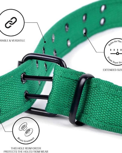 Boxed Gifts Parquet Casual Canvas Belt - Double Hole, Double Grommets for Men & Women