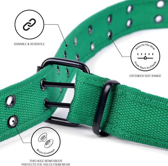 Boxed Gifts Parquet Casual Canvas Belt - Double Hole, Double Grommets for Men & Women