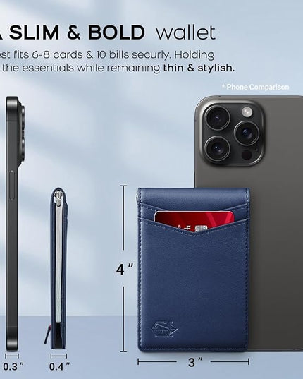 Zitahli Wallet for Men-6 Slots ID Window-Mens Wallets-Slim Wallet Classic Spring Money Clip RFID Blocking-Gift for Men