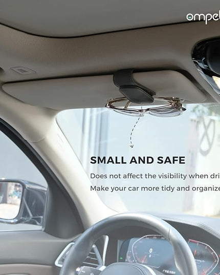 Magnetic Leather Sunglass Holder, Eyeglass Hanger Clip for Car Sun Visor, Suitable for Different Size Eyeglasses(Gray, 1 Pack)
