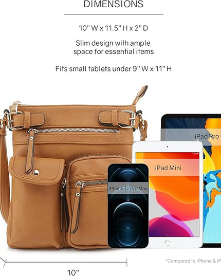 SG SUGU Katie Lightweight Medium Crossbody Bag Shoulder Bag with Multi Pocket for Women