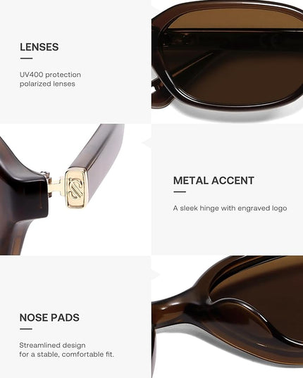SOJOS Retro Rectangle Polarized Sunglasses for Women Men Trendy Hexagon Narrow Chic Y2K Sunnies SJ2629
