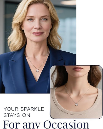 MomentWish Necklace for Women, Sparkling Gift for Her, 1Carat Moissanite Heart Pendent for Her, 925 Sterling Silver Dance Necklace for Anniversary Christmas Valentines