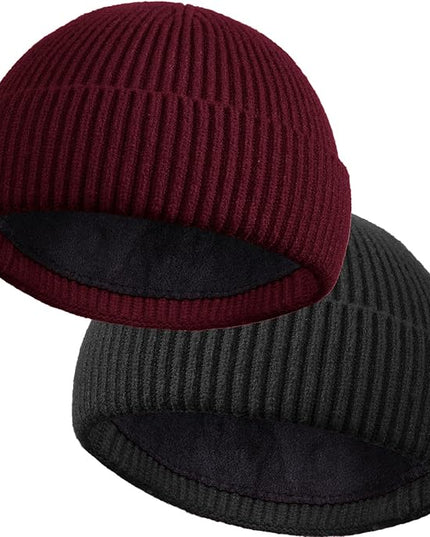 ROYBENS Wool Fisherman Beanie for Men Women, Knit Cuffed Fleece Lined Beanies Winter Warm Hat Skull Cap Unisex