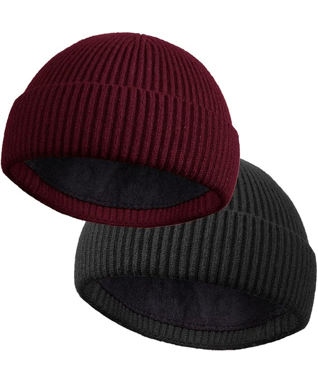 ROYBENS Wool Fisherman Beanie for Men Women, Knit Cuffed Fleece Lined Beanies Winter Warm Hat Skull Cap Unisex