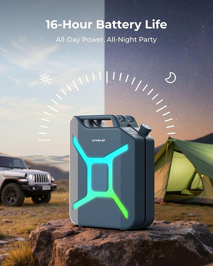 ULTIMEA Go Portable Party Speaker, 300W Wireless PartyBox with Bass Boost, RGB Light, TWS Stereo, Auracast Mode, Mic/Guitar Input, APP Control, Powerful Bluetooth Speaker for Party and Outdoor (Blue)