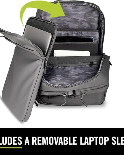 The Kenneth Cole REACTION Ryder 17-Inch Coated Polyester Travel Laptop Backpack Bag, Black