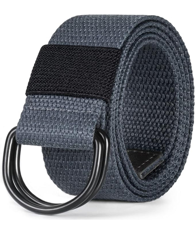 maikun Mens & Womens Canvas Belt with Black D-ring Buckle 1 1/2" Wide Solid Color Fabric Belt for Men