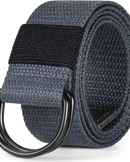 maikun Mens & Womens Canvas Belt with Black D-ring Buckle 1 1/2" Wide Solid Color Fabric Belt for Men