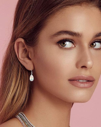 Teardrop Austrian Crystal Drop Dangle Earrings for Women 925 Sterling Silver Hook Hypoallergenic Jewelry
