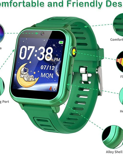 Phyulls Smart Watch for Kids with 39 Puzzle Games, Camera, Video Recorder, Music, Alarm, Calculator, Calendar, Flashlight, Pedometer - Birthday Gift for 3-12 Year Old Boys & Girls