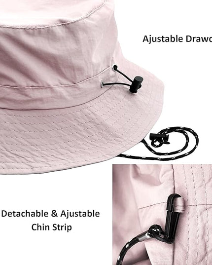 woogwin Waterproof Bucket Rain Hat with Chin Strap Quick Dry Packable Boonie Sun Hat Safari Hat UV Protection