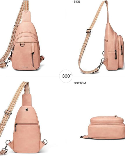 7L Sling Bag for Women Men Leather Small Sling Backpack Daypack Anti Theft Fanny Pack Crossbody Purse Travel