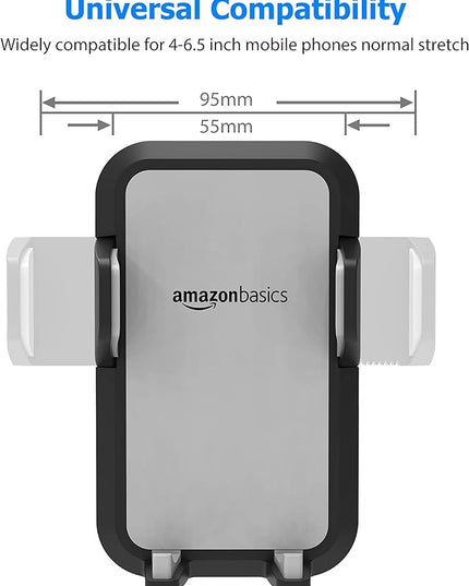 Amazon Basics Universal Portable Smartphone Holder for Car, Easy to Install Air Vent Mount, Adjustable and Secure, Grey