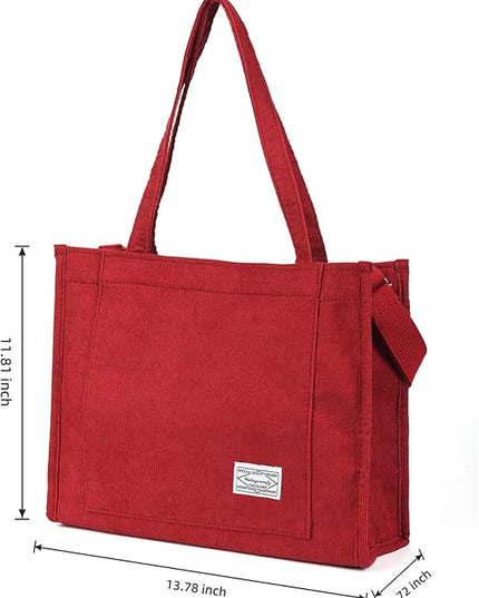 Valleycomfy Corduroy Tote Bag for Women Travel Crossbody Bag Purse Women Shoulder Bags Work Handbags Everyday Hobo Bag
