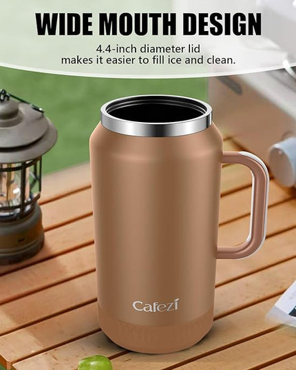 64oz Half Gallon Insulated Water Jug with Flip Straw & Silicone-Grip Handle - Leak-Proof, Sweat-Free, BPA-Free, Iced for 34 Hours, Wide Mouth, Dishwasher Safe, Anti-Slip Base