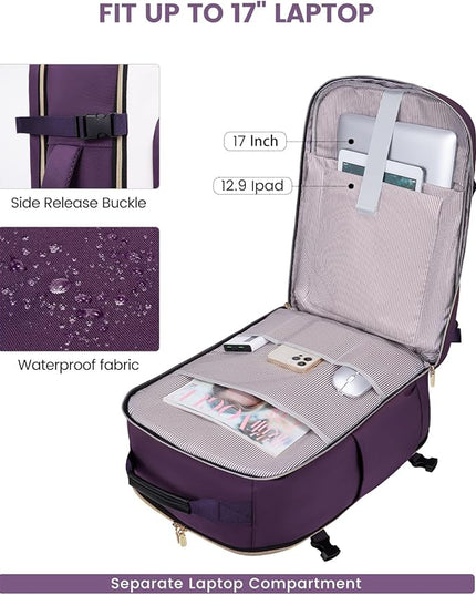LOVEVOOK 40L Travel Backpack for Women & Men, Airline Approved Carry On Luggage with 3 Packing Cubes, TSA Overnight Bags, Waterproof Personal Item Bag, Weekender Essentials Backpacks fits 17" Laptop