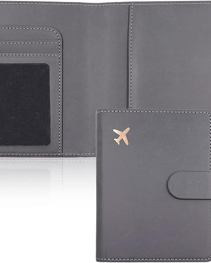 Deziliao Passport Wallet, Gray, Unisex, Faux Leather, Waterproof, Slim, Lightweight, RFID Blocking, 2-in-1 Design, with Document Slots, Credit Card Slots, SIM Card Slots