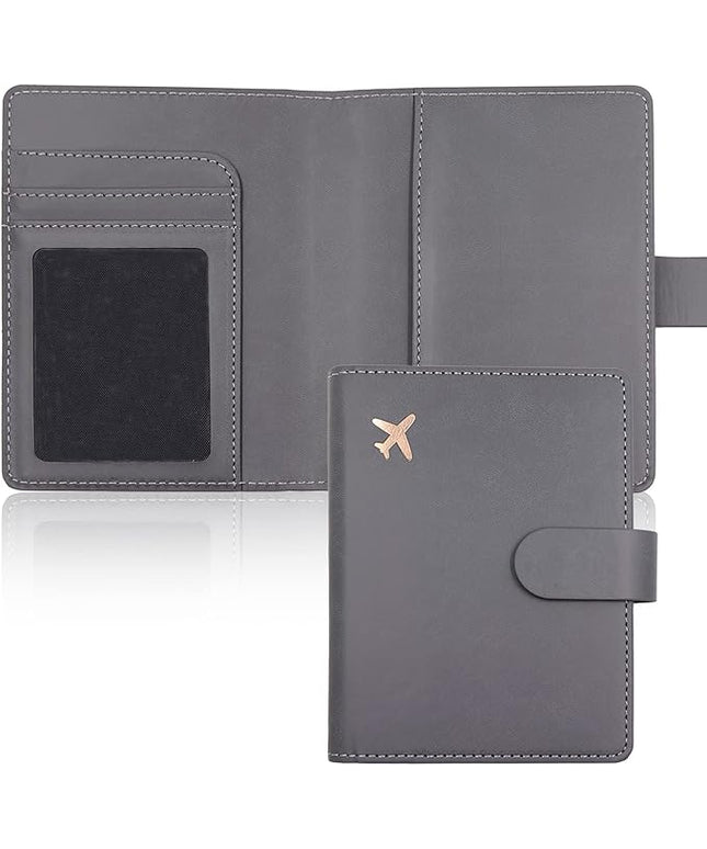 Deziliao Passport Wallet, Gray, Unisex, Faux Leather, Waterproof, Slim, Lightweight, RFID Blocking, 2-in-1 Design, with Document Slots, Credit Card Slots, SIM Card Slots