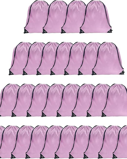 GoodtoU Drawstring Backpack Nylon Draw String Bags Pack Bulk Cinch Sack Gym Bag Drawstring Backpack for Sport, Traveling, Team (Pink, 16Pcs)