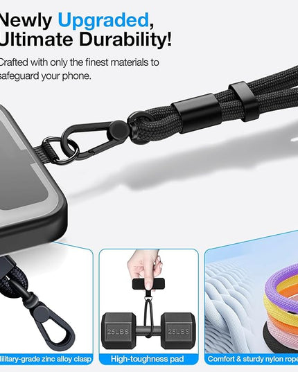 Phone Lanyard, Phone Wrist Strap for Cellphone Case, Adjustable Cell Phone Strap with 2 Tether Tabs for All Smartphones, Grey