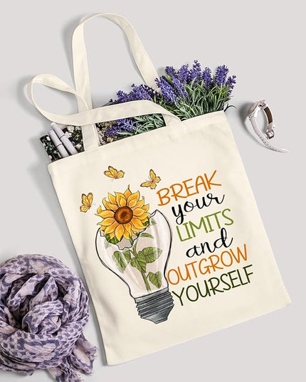 AUSVKAI Canvas Tote Bag Aesthetic for Women, Cute Cloth Cotton Bags for College Shopping Beach Grocery and Trendy Gifts
