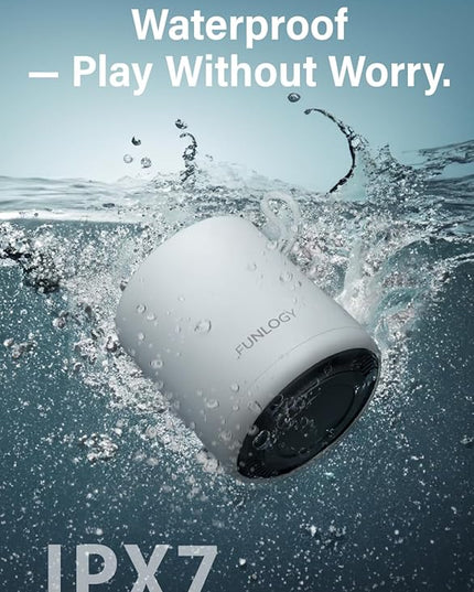 Portable Mini2 Bluetooth Speaker, Wireless Portable Speaker with Deep Bass, IPX7 Waterproof, TWS Stereo Pairing, Built-in Mic, Small Speaker for Shower, Outdoor, Travel, White